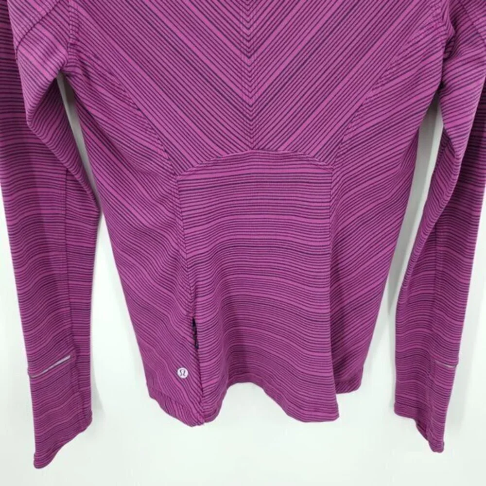 Lululemon Kanto Catch Me Long Sleeve 4 Stripe Regal Plum Naval Blue